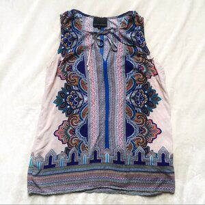 Cynthia Rowley Patterned Paisley Tie-front Tank